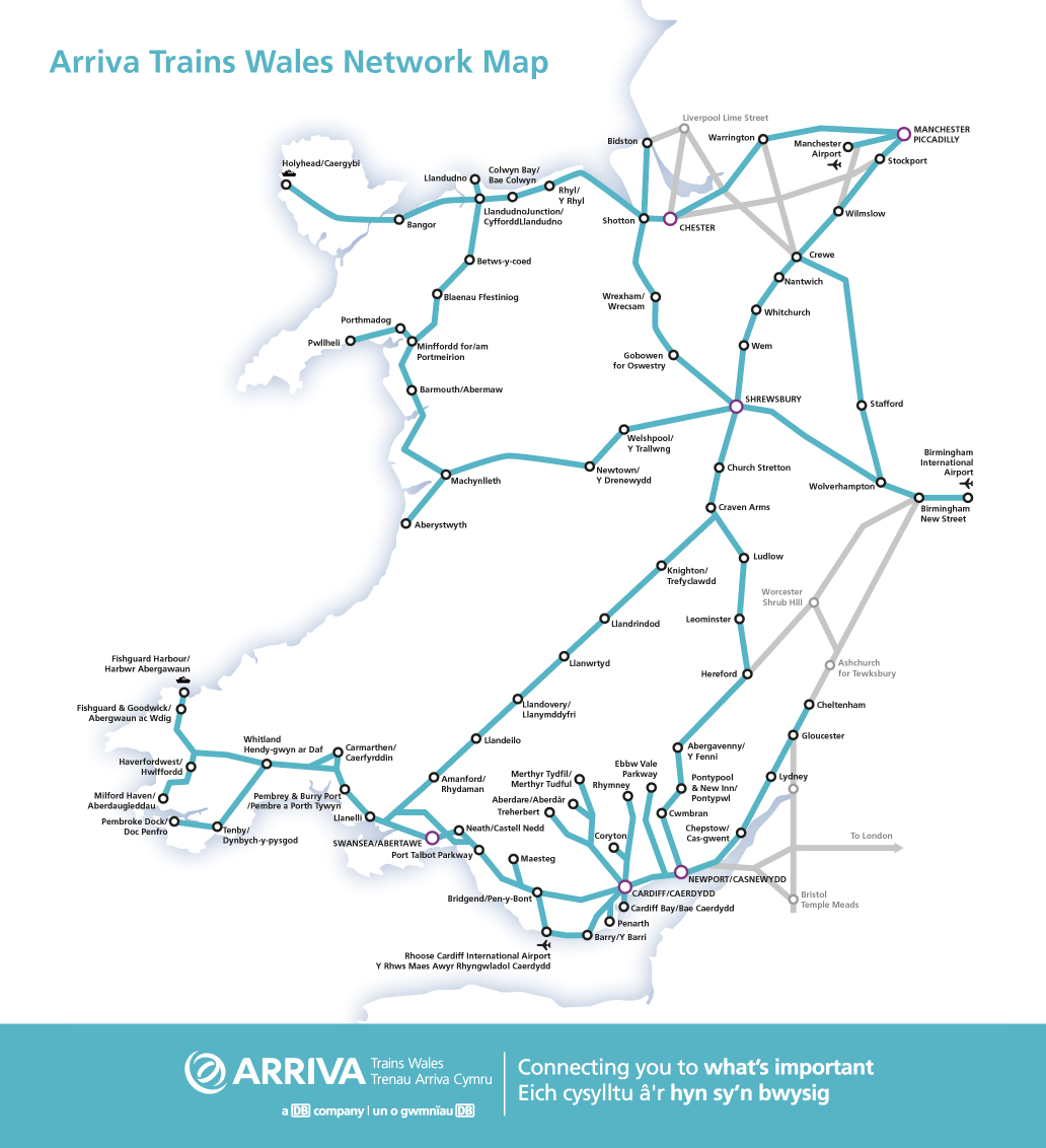 Arriva Trains Wales Train Network Map